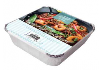 Kingfisher Jumbo Foil Containers with Lids (L25 x W24 x D5cm) pack of 4